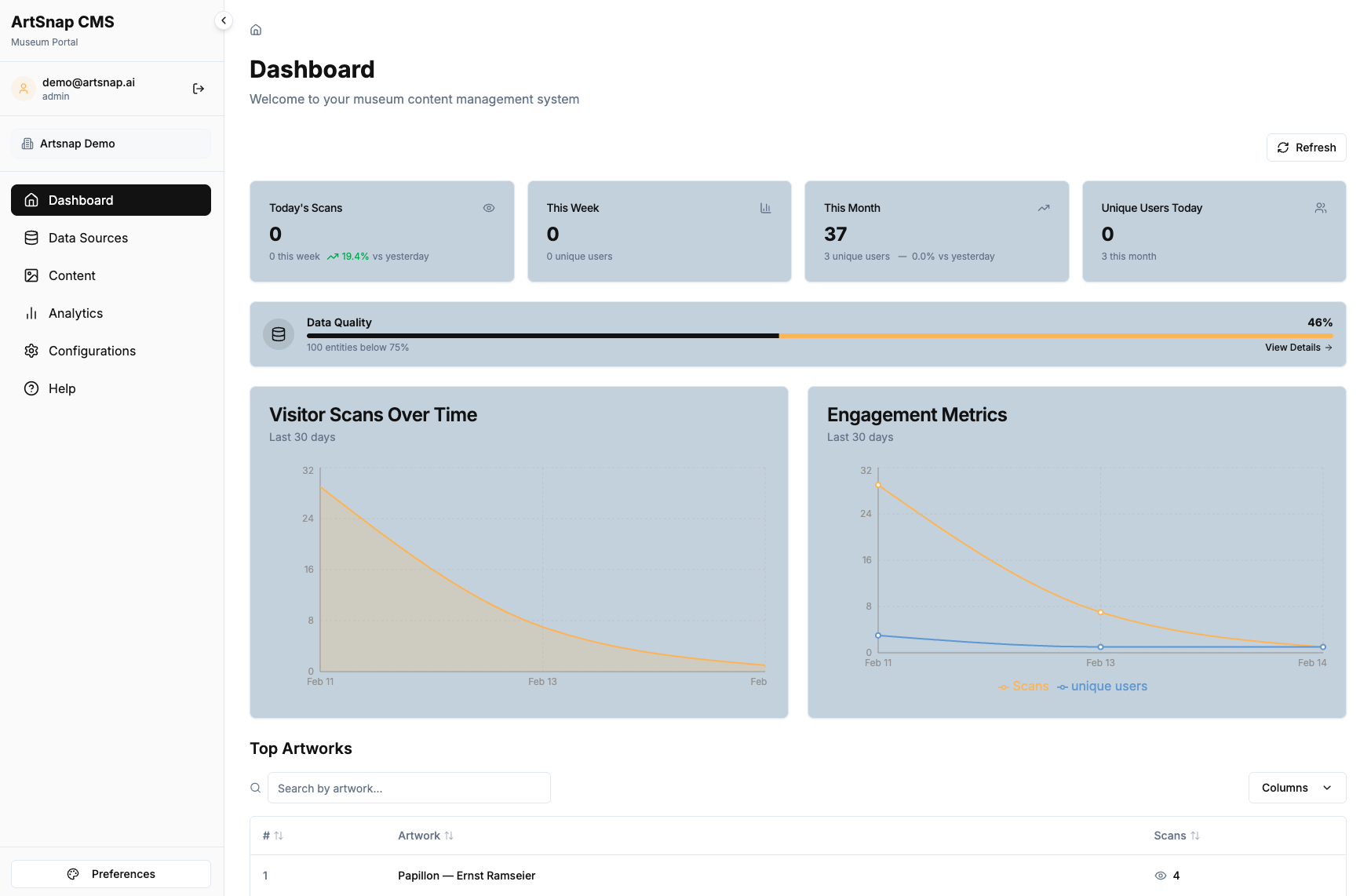 ArtSnap CMS Screenshot 1